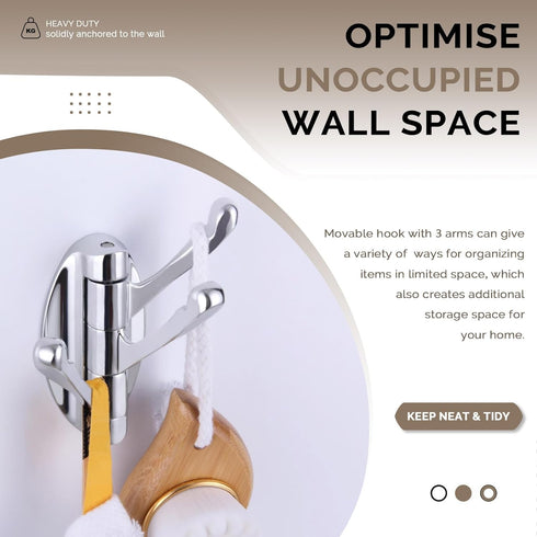 Angle Simple Towel Hook Chrome 2 PCS, Metal Swivel Folding Bathroom Hook, Hand Towel Holder, Heavy Duty Clothes Robe Hook for Bathroom Wall Mount...
