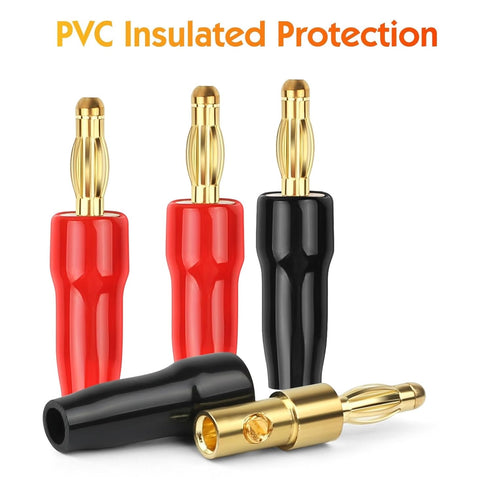 Diospyros 4 mm Gold Plated Open Screw Type Speaker Connector Banana Plugs,12 Count(1 Pack of 6 Pairs)......