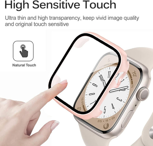 Miimall Compatible for Apple Watch Series 9 41mm Case with Built-in Glass Screen Protector, Hard PC Shockproof Anti-Scratch Waterproof Bumper Case...