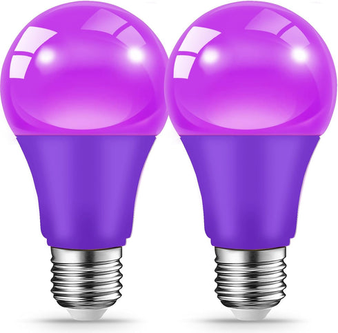 Purple Light Bulbs for Outdoor Porch, 9W(60W Equivalent) E26 Base LED Purple Bulb for Halloween Christmas Wedding,Party,Bar,Holiday Lighting,Home ...