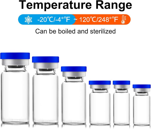 3ml Sealed Vials with Self Healing Injection Port and Plastic-Aluminum Flip Caps,Glass Empty Vials for Injection 10 Pack...