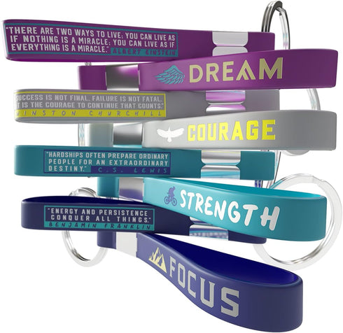 (12-pack) Dream, Courage, Strength, Focus - Motivational Keychains with Inspirational Quotes - Wholesale Bulk Keychains for Gym Office Gifts Ideas...
