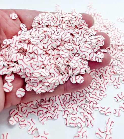 10 Gram Baseball Clay 5mm Slices, Plain Baseball Base Ball Sports Mom Love Polymer Clay, Baseball Slime, Nail Art Faux Craft, Baseball SprinkleQ...