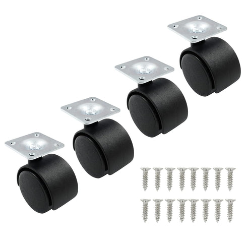 4pcs 1.5 Inch Swivel Caster Wheels, Black Nylon Plate Caster Wheels, Heavy Duty Swivel Plate Casters Wheels Replacement for Furniture, Cart, Cabin...