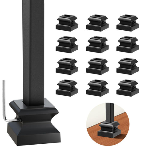 Iron Baluster Shoes Stair Balusters Stair Flat Shoe with Screw for 1/2" Square Balusters,Copper Baluster Wrought Iron Spindles Shoes Metal Spindle...