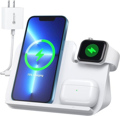 3 in 1 Wireless Charger,Mitywah Qi Standard Fast Wireless Charging Station Stand Dock for Phone 13/13 Pro/ 13 Pro Max/12//12 Pro Max/11/XR/8,Apple...