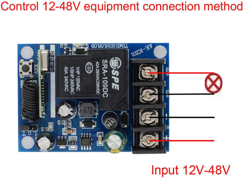 DC 12V 24V 36V 48V Relay Receiver 40A RF Wireless Remote Control Switch System with Long Range Transmitter 433.92Mhz......