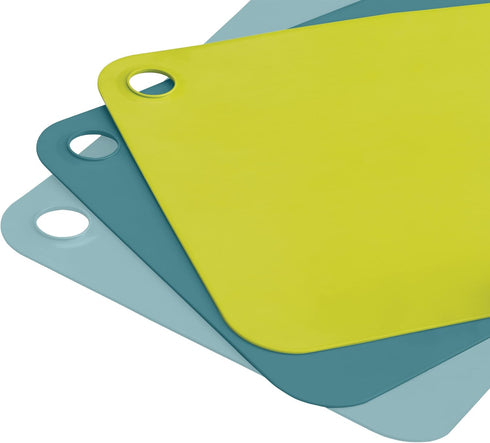 Joseph Joseph Duo Set of 3 Double-Sided Colour Coded Chopping Board Mat Set, Flexible, Easy to Store, Dishwasher-Safe - Opal...