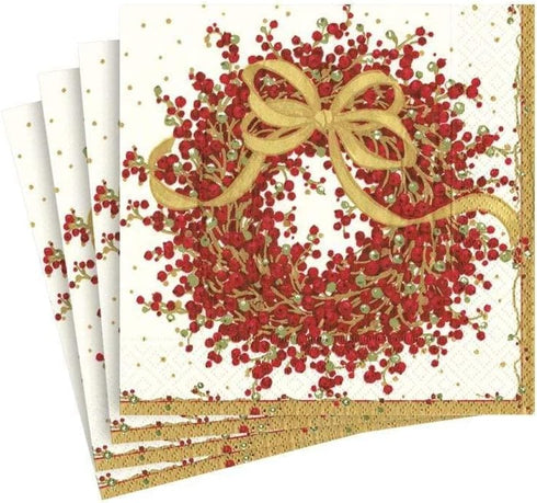 Caspari Entertaining Pepper Berry Cocktail Napkins, Red, 20-Pack...