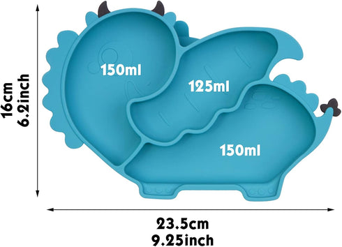 Silicone Suction Plate for Toddlers - Self Feeding Training Divided Plate Dish and Bowl for Baby and Toddler, Fits for Most Highchairs Trays (Dark...
