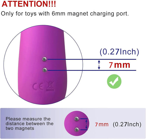 Magnetic USB DC Charger Cable 2.7ft Replacement Charging Cord for Rechargeable Toys Massagers Electric Toothbrush (7MM)...