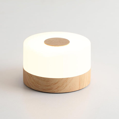 JUSHENG Rechargeable Night Light for Baby Nursery, Wireless LED Bedside Lamp Wood Grain Table Lamp with Dimmable and 3CCT Function, Touch Lights f...