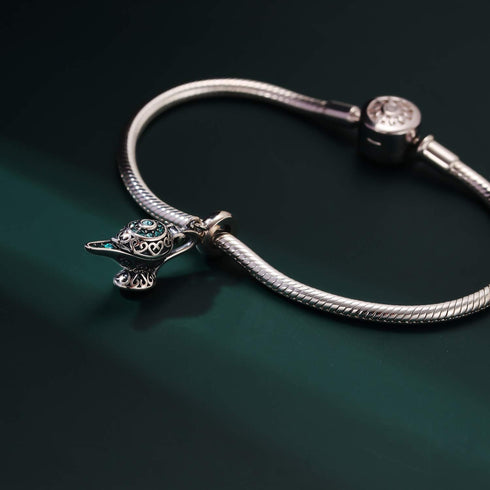 Magic Lamp Charms 925 Sterling Silver Crystal Pendants fit Pandora Bracelet Necklace...