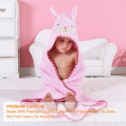 MICHLEY Animal Face Hooded Baby Towel Cotton Bathrobe for Boys Girls 0-6 Year Light Pink...