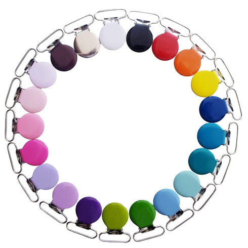 21 Enamel Metal Round Pacifier Clips/Garment Suspender Clips Baby Pacifier Clips for Making DIY Craft Supplies for Dummy Soother Bib Toy Holder Cl...