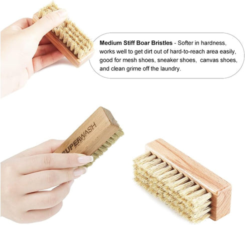 Sneaker Shoe Cleaner Brushes, Boar Bristles Wooden Cleaning Brush Cleans Dirt and Grime from Shoes and Laundry - 3 Pack...
