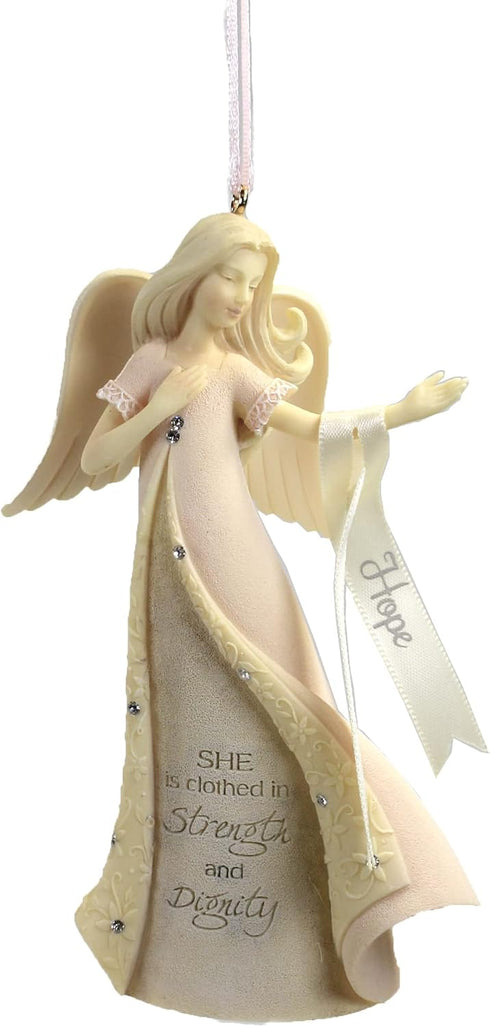 Enesco Foundations Breast Cancer Hope Strength and Dignity Angel Hanging Ornament, 4.5 inch, Multicolor...