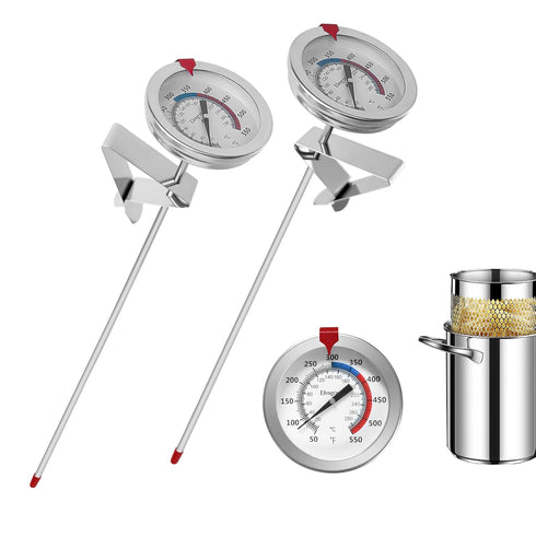 Candy Thermometer(2 Pack) with 12" Probe & Pot Clip,Oil Thermometer for Fring, Deep Fry Turkey Thermometer - Classical Thermometer for Cooking for...