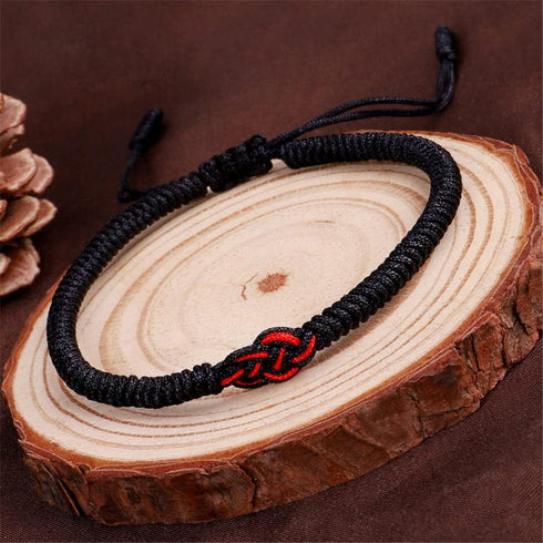 Handmade Buddhist String Bracelets for Women Men Tibetan Adjustable Woven Rope Bracelet for Protection and Luck, Red and Black, 2or 6 pcs/set...