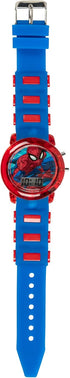 Marvel Spider-Man Kids' LCD Watch – Flashing LED Bullet Band, Digital Time Display, Red & Blue Design, Durable Plastic Case, Adjustable Silicone S...