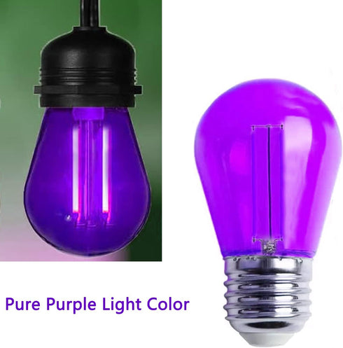 S14 Purple Replacement Light Bulbs 2W LED Edison Light Bulb Plastic Shatterproof Waterproof Decorative Purple Filament Halloween Bulbs E26 Base fo...