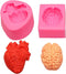 2 Pack Organ Shape Silicone Heart Brain Epoxy Resin Decoration Plaster Candle Aroma Fondant Mousse Chocolate DIY Aromatherapy Mold...