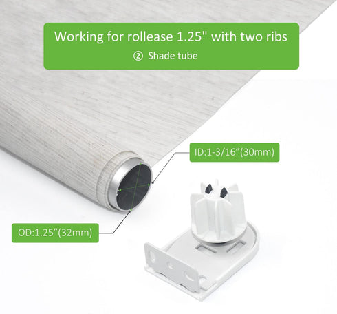 Rollerhouses Roller Shade Brackets with Mechanism Roller Shade Clutch+Skyline Mounting Brackets + End Plug for 1 1/4" Tube, White...