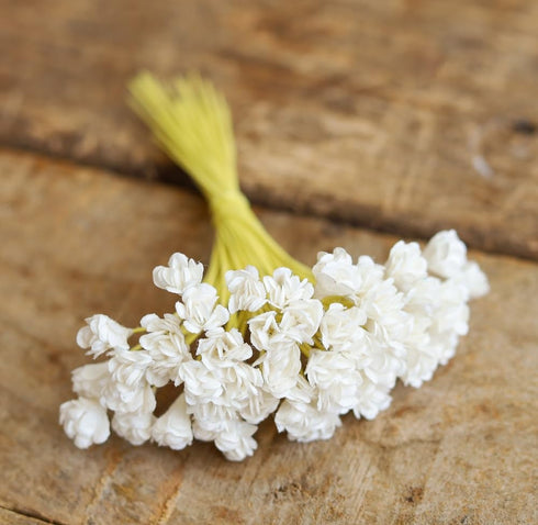 50 Pcs Mulberry Paper Gypsophila Flower Mulberry Paper Flowers Wedding Scrapbook DIY Craft Scrapbook Bouquet Craft Stem (White Color)...
