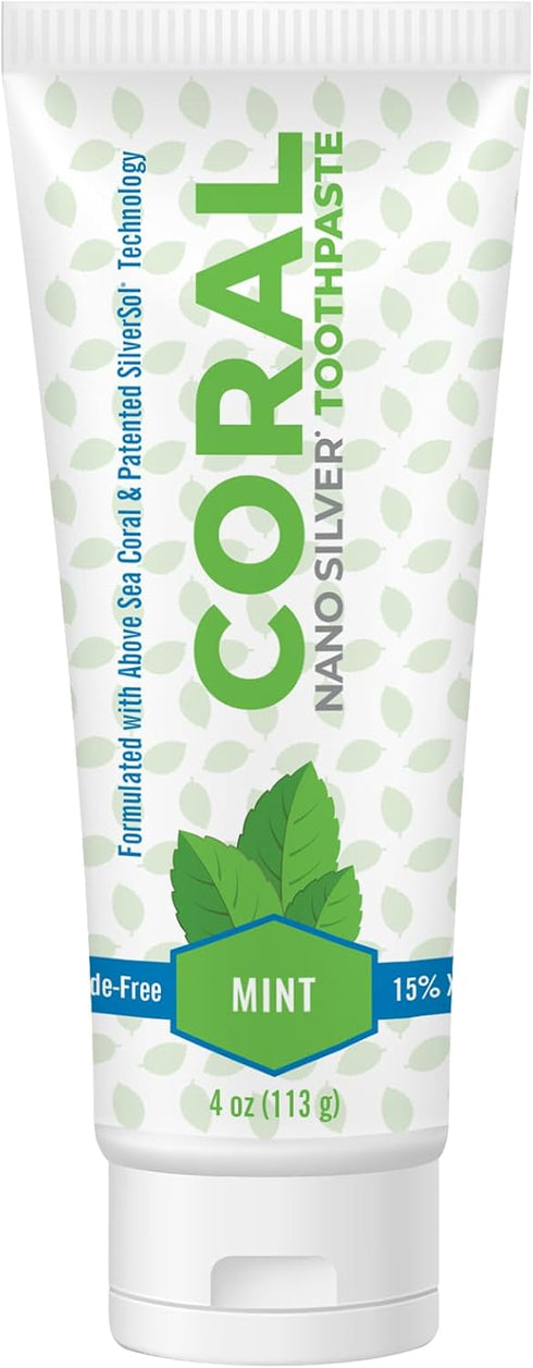 Coral Nano Silver Mint Toothpaste, Natural Fluoride Free Teeth Whitening Toothpaste, Coral Calcium Nano Silver Infused SLS Free - 4 Ounces...