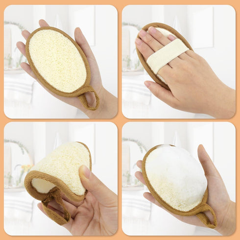 2 Pack Exfoliating Loofah Sponge Pads Natural Loofah Sponge Body Scrubber for Shower Bath Shower Loofah Sponge for Face and Body Luffa Sponge for ...
