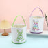 Cootato Easter Bunny Basket Bags for Kids, Stripe Rabbit Pattern Egg Basket Hunt Bags Personalized Canvas Cotton Bucket with Fluffy Tail for Easte...