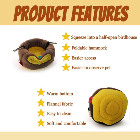 Small Animal Bed Nest Winter Warm Hammock Comfortable Fit Squirrel Sugar Glider Gerbil Rat Hamster Bird Parrot...