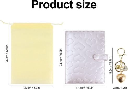 A5 PU Leather Cotton-Padded Binder 6-Ring Notebook Binder Cover with Gold Keychain for A5 Filler Paper, Refillable A5 Personal Planner Budget Bind...