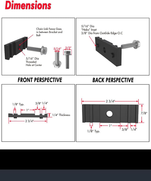 Chain Link Fence Sign Mount, Heavy-Duty Fence Sign Fastener Bracket, Black 4 Packs...