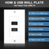 ZEXMTE HDMI and USB 3.0 Wall Plate HDMI Wall Charger Outlet Mount Socket Face Plate Panel Cover, USB & HDMI Port for High-Speed Charging, Wall Fac...