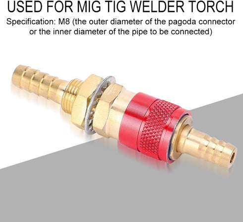 8mm Pair of Water Cooled & Gas Adapter Fitting Quick Connector Set for MIG TIG Welder Torch(Red)...