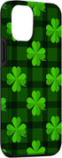 iPhone 12/12 Pro Shamrocks On Green Buffalo Plaid Pattern St Patrick Day Case...