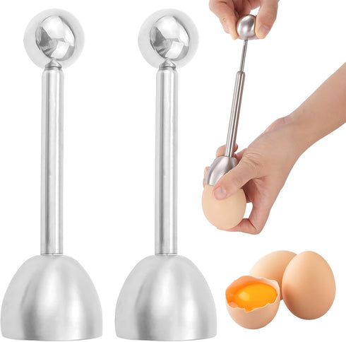 2 PACK Stainless Steel Egg Topper, Opener Egg Cracker Topper Egg Shell Cracker, Eggshell Cutter Egg Cracker, Perfect Egg Opener for Soft Boiled Eg...
