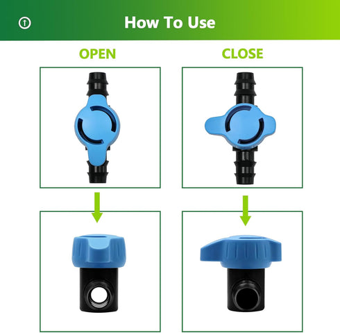 15 Pieces Drip Irrigation 1/2" Barbed Valve Fittings,Shut Off Valve Connectors for 1/2 Inch Drip Irrigation Tubing (.570-.620" ID) Drip Line Parts...