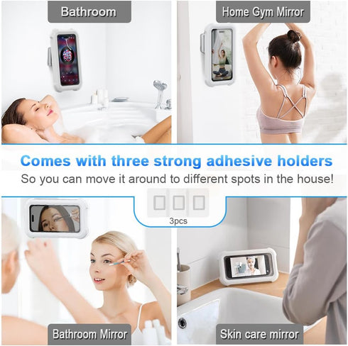 Shower Phone Holder Waterproof,480° Rotating Wall Phone Holder Mount with HD Touch Screen Guardian Phone up to 7 inch for iPhone 15 14 13 12 Pro 1...