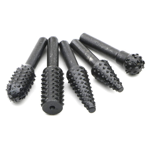 JIUWU 10pcs Black 6.35mm Shank Twist Rotary Burr Drill Bits Wood Carving File Rasp Die Grinder DIY Woodworking Chisel Rotating Embossed Grinding H...
