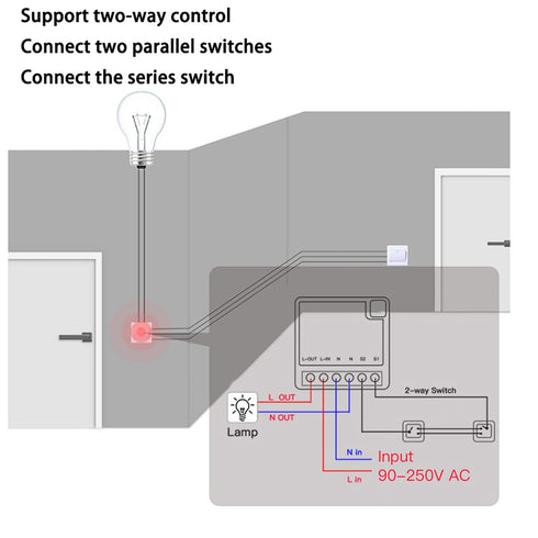 Zigbee WiFi Mini Smart Switch Relay Module 2 Way Dual-Mode Control 16A Switch for Smart Home Automation, Compatible with Alexa Google Home......