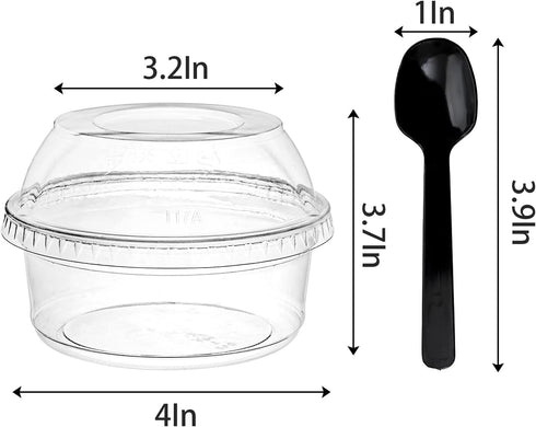 WUWEOT 50 Pack Plastic Dessert Cups, 12 oz Clear PET Dessert Bowls, Disposable Parfait Cups with Lid (No Hole) for Ice Cream Fruit Iced Cold Drink...