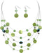 Multi Layered Shell Illusion Necklace Earring Set Colorful Chunky Beads Necklace for Women Gifts...