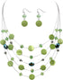 Multi Layered Shell Illusion Necklace Earring Set Colorful Chunky Beads Necklace for Women Gifts...
