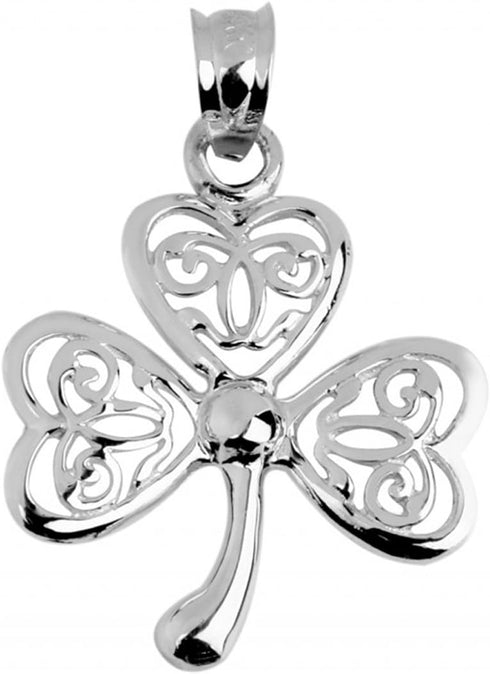925 Sterling Silver Irish Celtic Three Leaf Clover Good Luck Charm...