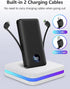 Portable charger12000mAh External Battery Packs,Ultra Slim Small Power Bank Compact with Built-in Cables,22.5W USB C Fast Charging LCD Display Clu...