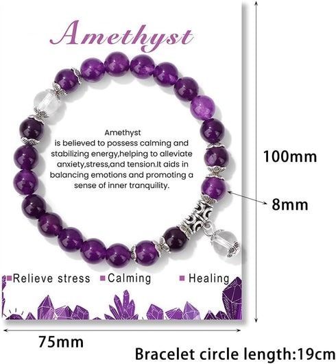 Pingyongchang Stress Relief Anxiety Yoga Bracelets for Women Men,Healing Crystal Natural Stone Mantra Stretch Bracelet Birthday Gifts for Teen Gir...