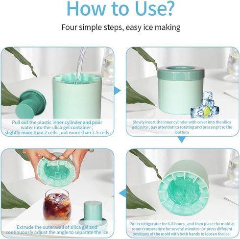 3D Cylinder Ice Cube Ice Bucket Mold Mold Ice Cube Trays Press-Type Easy-Release Ice Maker 60 pcs 3D Cube Ice Easy-Release Ice Cup Small Size Blue...