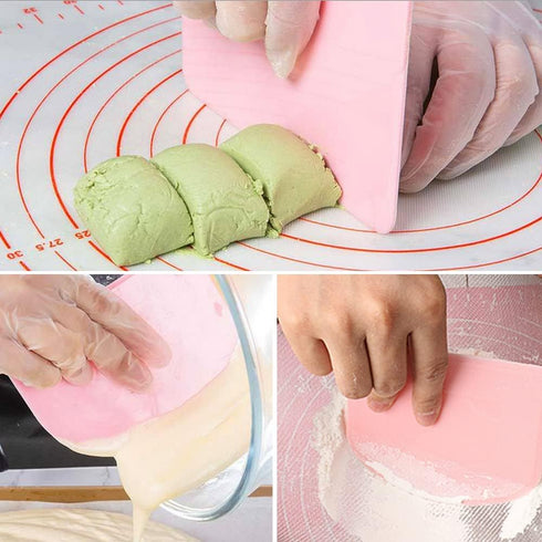 Dough Bowl Scraper Silicon Pastry Scrapers Home Kitchen Food Grade PE Backing Dough Blenders Hard Cutter for Cooking Bread Cake Mixing Pastry Doug...